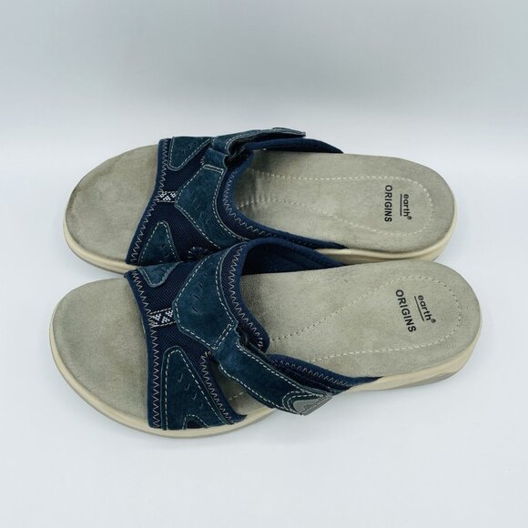 Earth Origins Sandals Womens Size 8M Blue Gray Comfort Open Toe Adjustable Slide - Picture 6 of 11